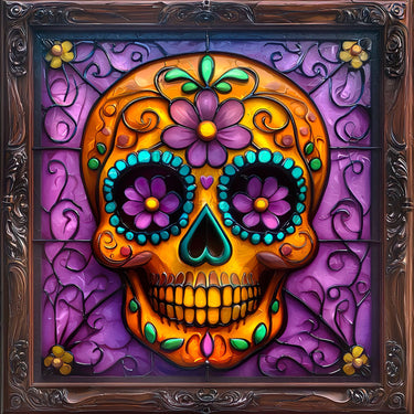 Halloween Skull Sign, DCO-102395, Sign For Wreath, 10x10in Metal Sign